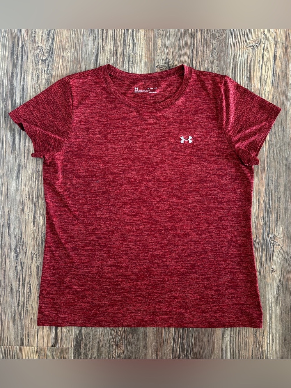 Under Armour UA Tech Twist S/S Athletic Tee Shirt Womens XL Red Heather Heatgear